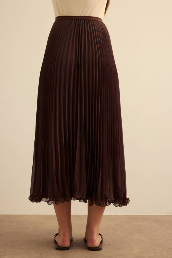 Kahverengi Etek Ucu Misinalı Piliseli Etek - 5