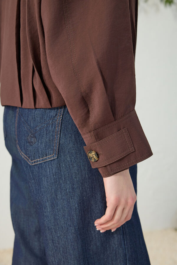 Kahverengi Fonksiyonel Dik Yaka Ceket - 6