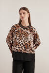 Kahverengi Garnili Leopar Bluz - 2
