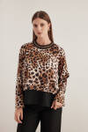 Kahverengi Garnili Leopar Bluz - 3
