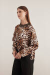 Kahverengi Garnili Leopar Bluz - 4