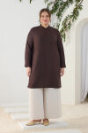 Kahverengi Hakim Yaka Brit Detaylı Tunik - 2