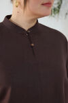 Kahverengi Hakim Yaka Brit Detaylı Tunik - 4
