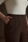 Kahverengi İç Beli Lastikli Dokuma Pantolon - 4
