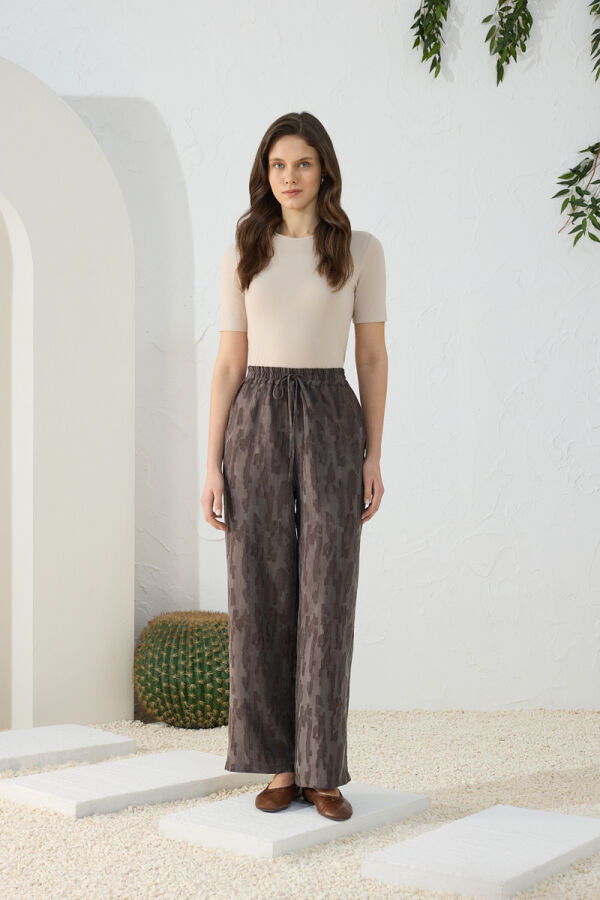 Kahverengi Jakarlı Pantolon - 3
