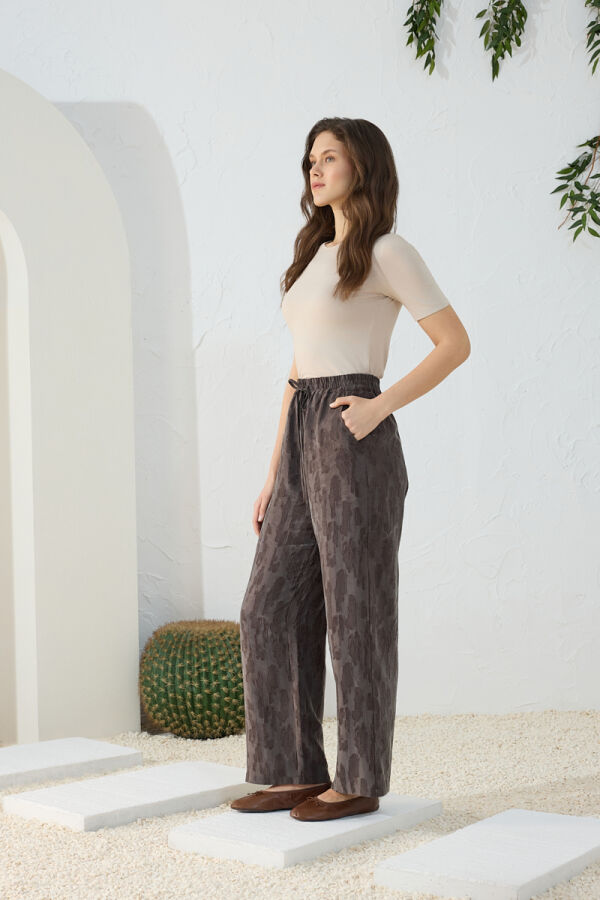 Kahverengi Jakarlı Pantolon - 4