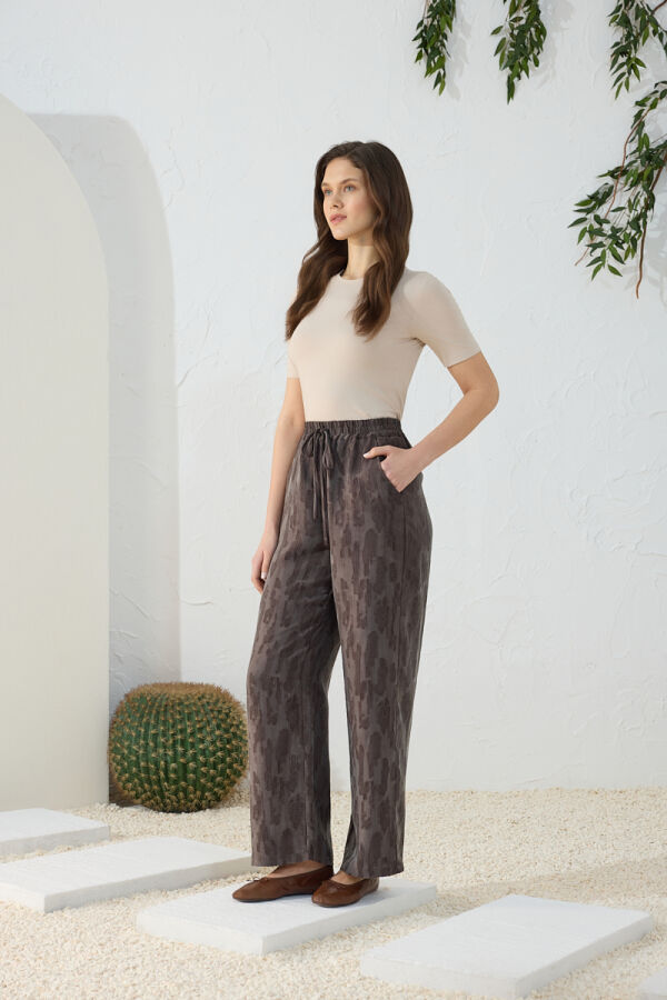 Kahverengi Jakarlı Pantolon - 5