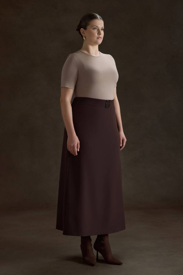 Kahverengi Kemeri Tokalı Etek - Aker (1)