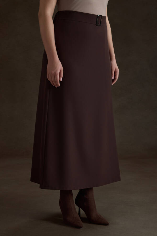 Kahverengi Kemeri Tokalı Etek - 4