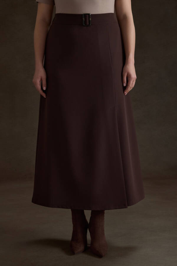 Kahverengi Kemeri Tokalı Etek - 3