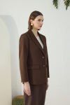 Kahverengi Klasik Blazer Ceket - 6