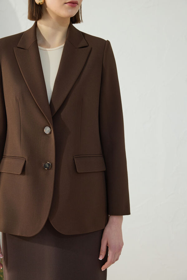 Kahverengi Klasik Blazer Ceket - 7
