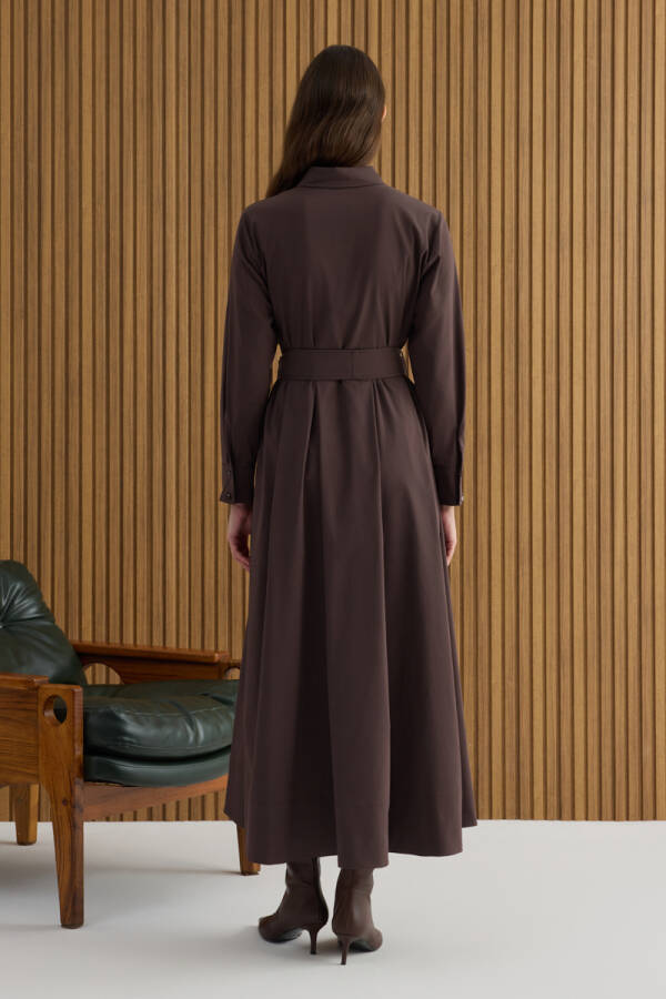 Kahverengi Koton Elbise - 6