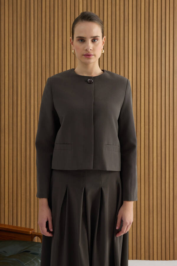 Kahverengi Koton Kısa Ceket - 2