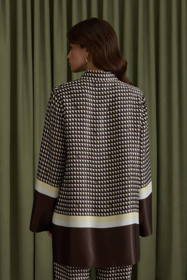 Kahverengi Koza Desenli Viscon Tunik - 6