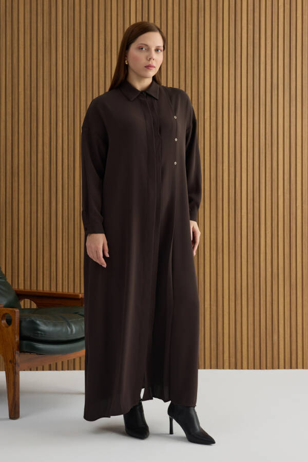 Kahverengi Koza Logolu Elbise - 1