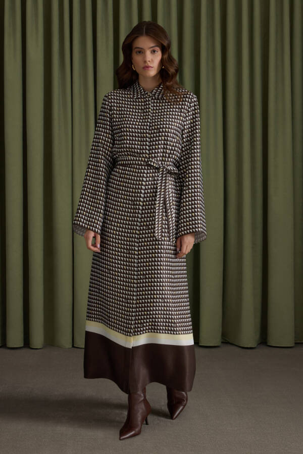 Kahverengi Koza Logolu Viscon Elbise - Aker (1)