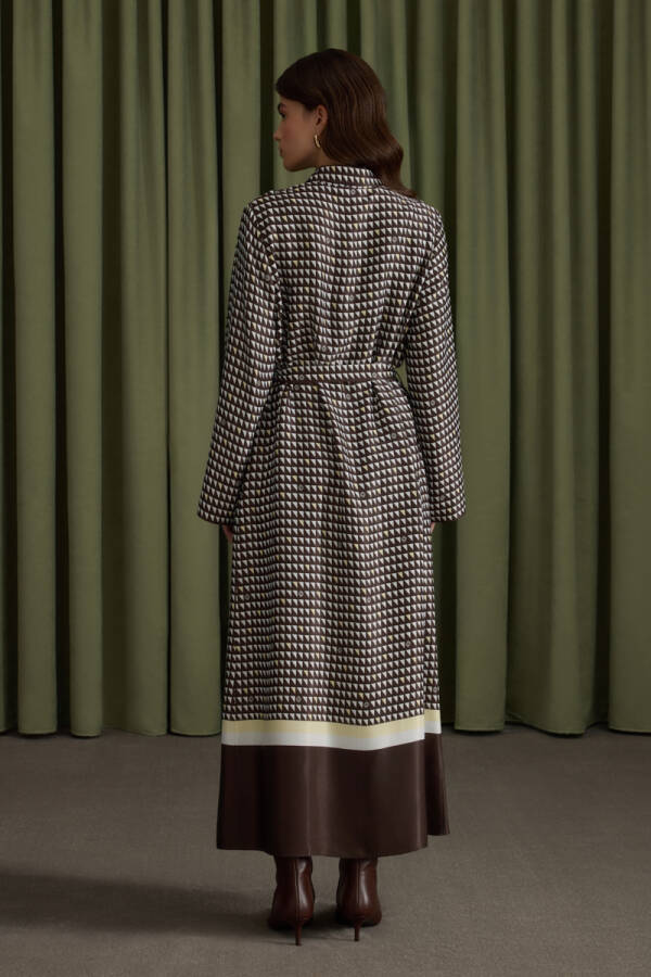 Kahverengi Koza Logolu Viscon Elbise - 5