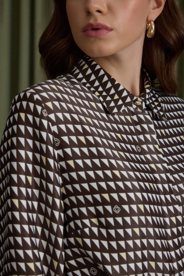 Kahverengi Koza Logolu Viscon Elbise - 4