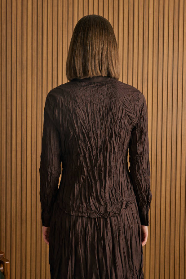 Kahverengi Kraşlı Cotton Gömlek - 7