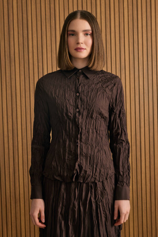 Kahverengi Kraşlı Cotton Gömlek - Aker (1)