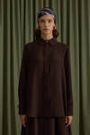 Kahverengi Krep Bluz - 4