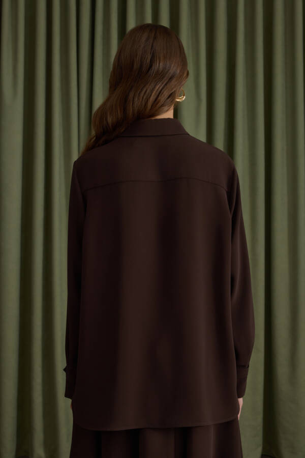 Kahverengi Krep Bluz - 6