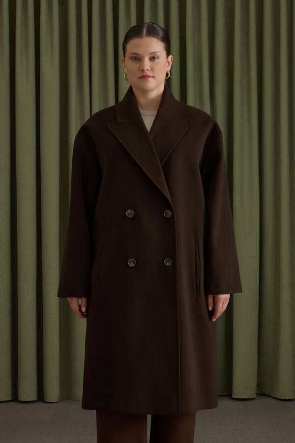 Kahverengi Kruvaze Kapama Manto - 2