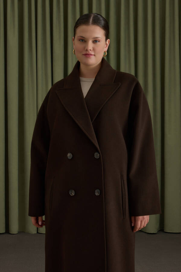 Kahverengi Kruvaze Kapama Manto - 3