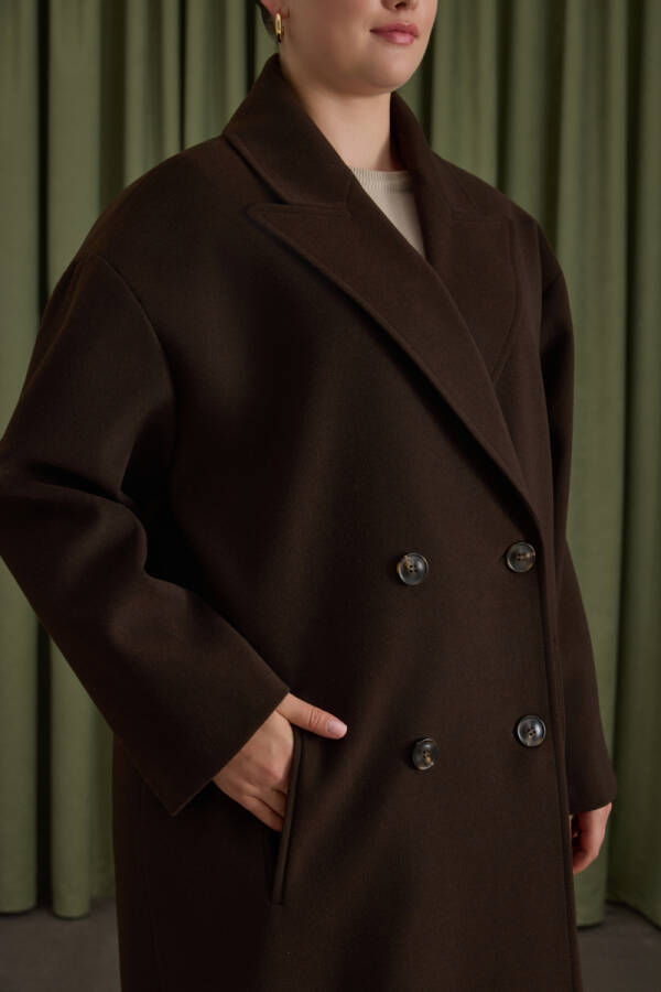 Kahverengi Kruvaze Kapama Manto - 4