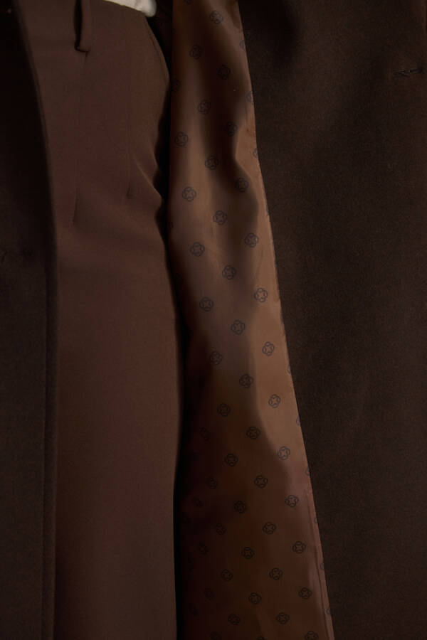 Kahverengi Kruvaze Kapama Manto - 5