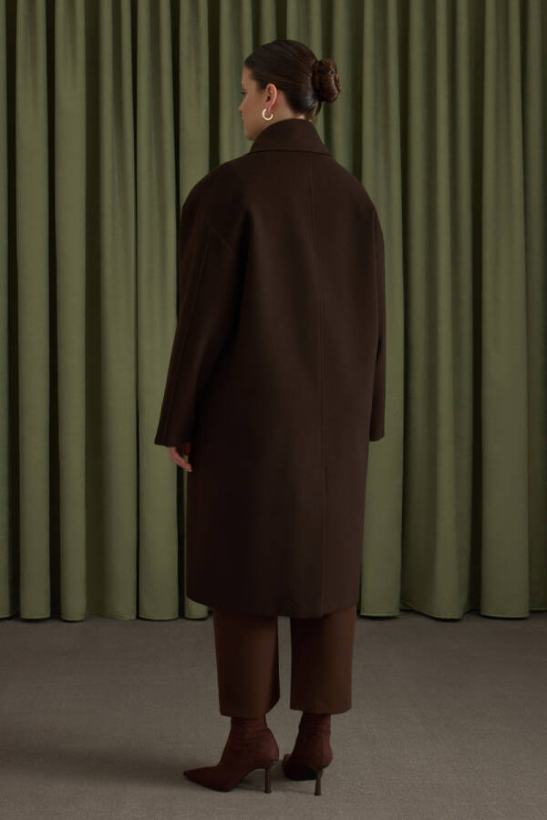 Kahverengi Kruvaze Kapama Manto - 6