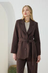 Kahverengi Kuşaklı Klasik Ceket - 3