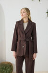 Kahverengi Kuşaklı Klasik Ceket - 4