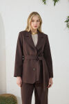 Kahverengi Kuşaklı Klasik Ceket - 5