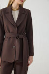 Kahverengi Kuşaklı Klasik Ceket - 6