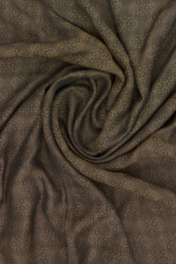 Kahverengi Monogram Jakar Eşarp - Aker (1)