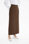 Kahverengi Örme Kumaş Kalem Etek - 4