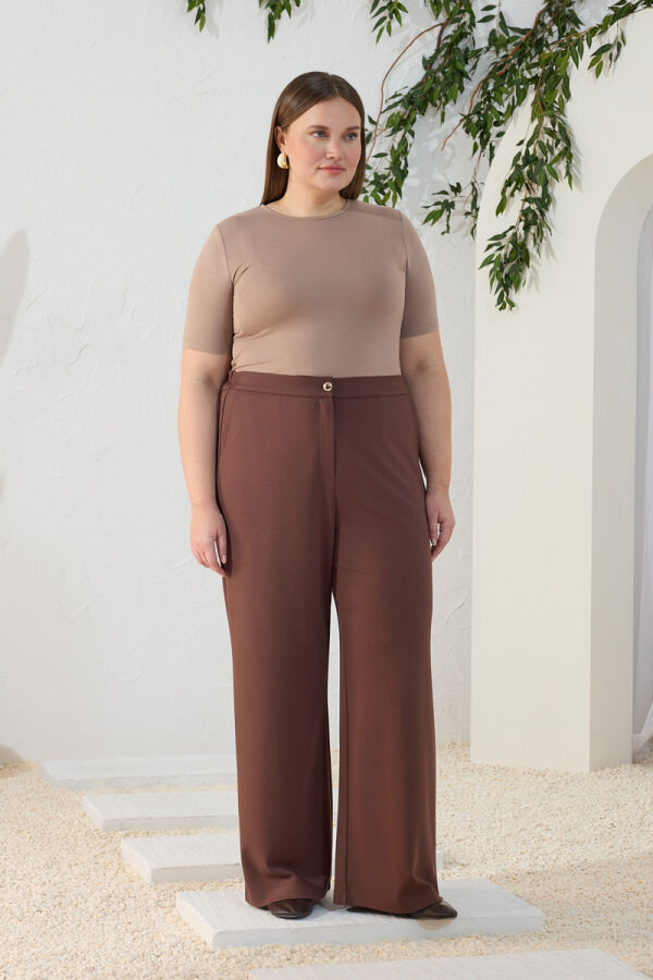 Kahverengi Örme Rahat Pantolon - 3