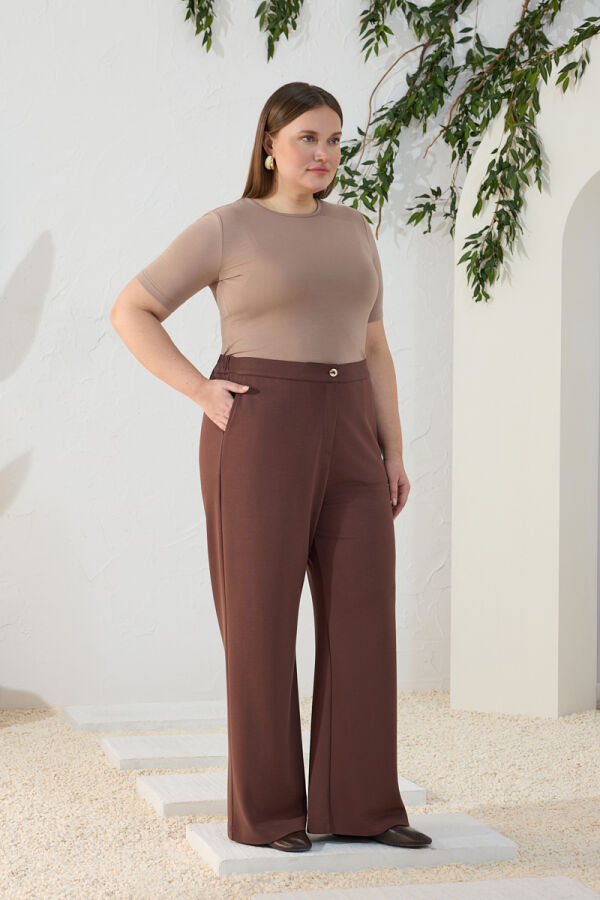 Kahverengi Örme Rahat Pantolon - 5