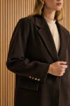 Kahverengi Oversize Fit Kalın Ceket - 5