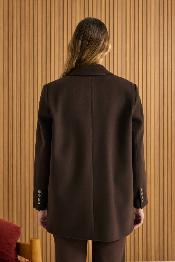 Kahverengi Oversize Fit Kalın Ceket - 7