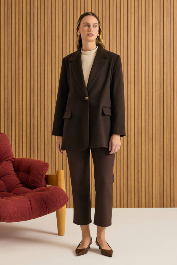 Kahverengi Oversize Fit Kalın Ceket - Aker
