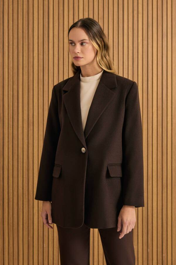 Kahverengi Oversize Fit Kalın Ceket - Aker (1)