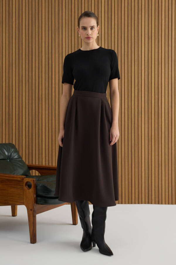 Kahverengi Pileli Dokuma Etek - 2