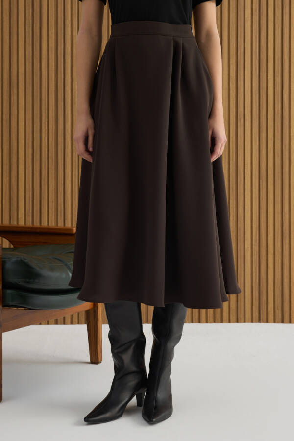 Kahverengi Pileli Dokuma Etek - 3