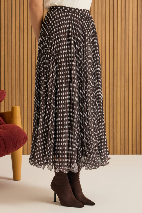 Kahverengi Puantiye Pilise Etek - 4