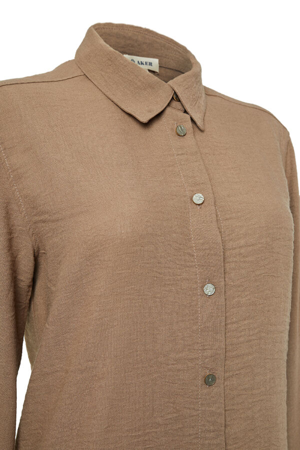 Kahverengi Rahat Kesim Basic Bluz - Aker (1)
