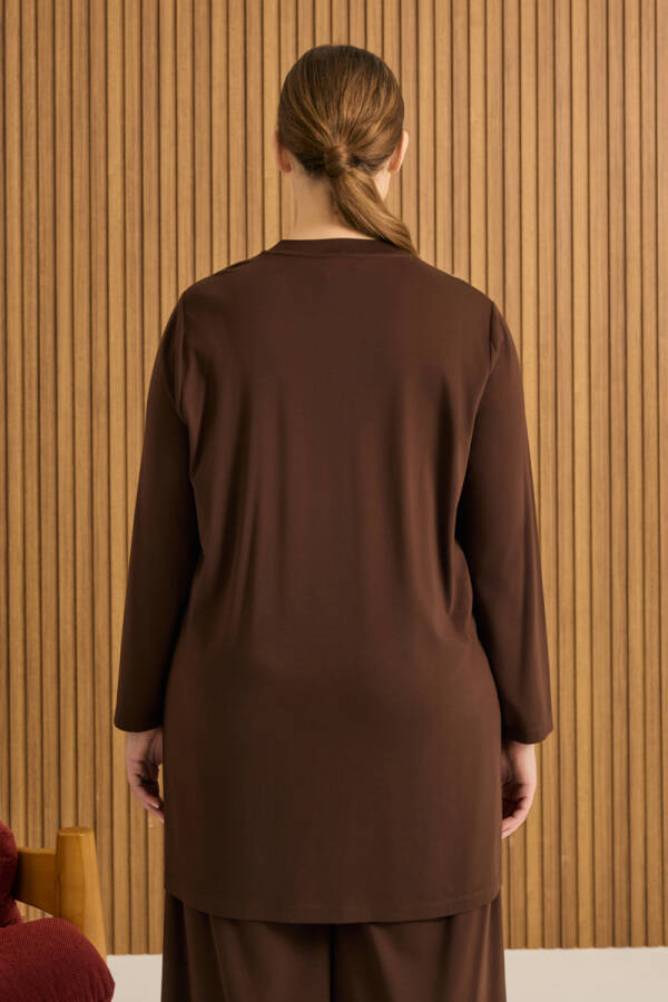 Kahverengi Rayon Pijama Üstü - 5