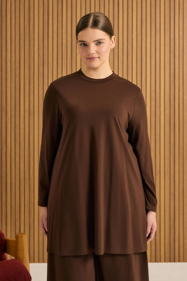 Kahverengi Rayon Pijama Üstü - Aker (1)